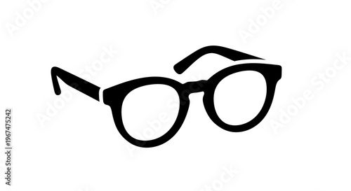 Classic Black Rimmed Glasses Isolated on White Background.