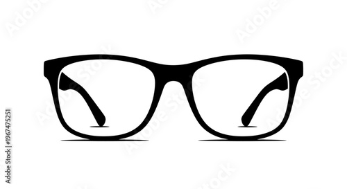 Black frame eyeglasses isolated on a white background.