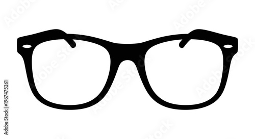 Classic Black Rimmed Glasses Isolated on White Background.