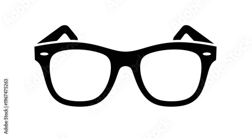 Black frame glasses isolated on a white background.