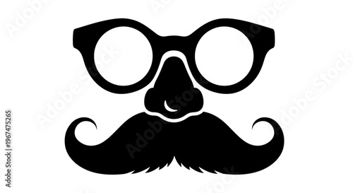 Funny disguise glasses nose and mustache icon.