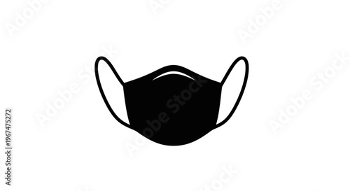 Black face mask for protection against viruses and pollution.