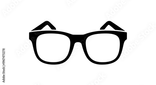 Black frame glasses icon, simple design, clear vision, optical accessory, stylish eyewear, classic spectacles, fashion statement, vision aid, retro look, modern