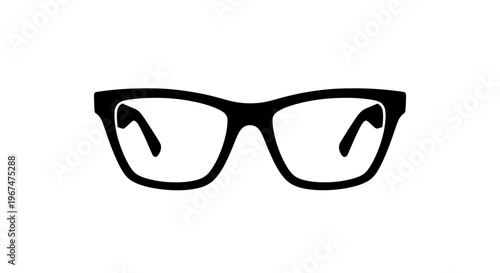 Black frame glasses isolated on a white background.