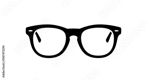 Black frame glasses icon on white background.