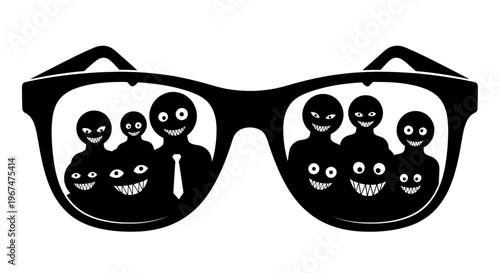 Hidden Faces Behind Glasses.