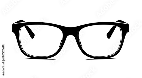 Black frame glasses on a white background.