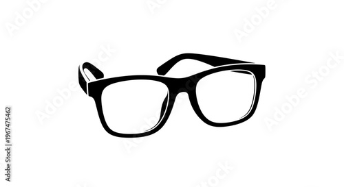 Black frame glasses on white background.