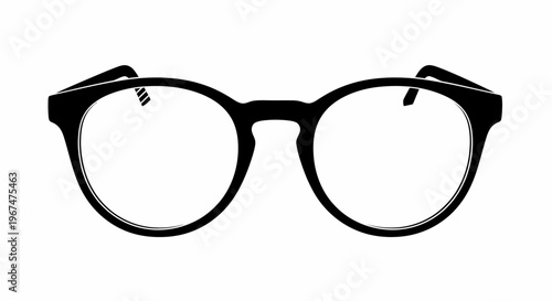 Classic round frame eyeglasses with clear lenses.