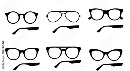 Collection of various stylish eyeglasses and sunglasses frames.