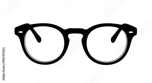 Stylish black frame glasses with clear lenses on a white background.