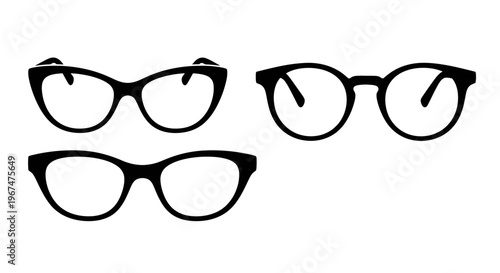 Collection of stylish eyeglasses in various shapes and designs, perfect for vision and fashion.