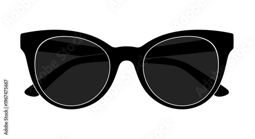 Stylish black sunglasses with dark lenses on a white background.
