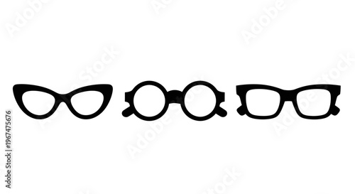 Collection of stylish eyeglasses silhouettes for vision and fashion.
