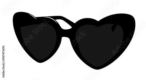 Black Heart-Shaped Sunglasses Isolated on White Background.