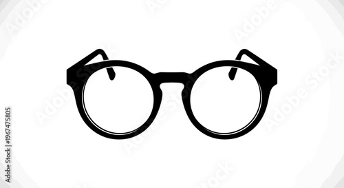 Black round glasses isolated on a white background.