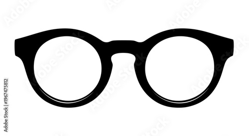 Black round glasses isolated on a white background.
