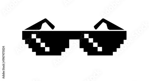 Pixelated Thug Life Sunglasses Icon on White Background.