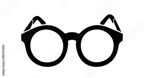 Black round glasses isolated on a white background.