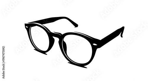 Stylish Black Rimmed Glasses Isolated on White Background.