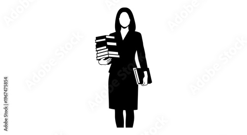 Professional Woman Carrying Books, Symbolizing Education and Knowledge.