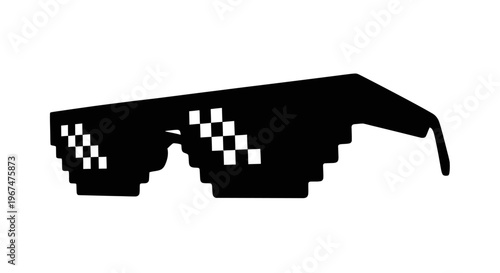 Pixelated Thug Life Sunglasses Icon on White Background.