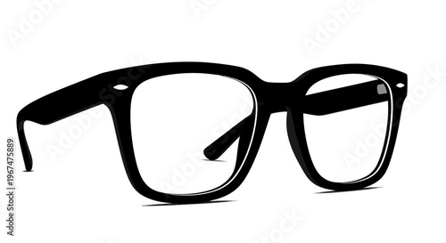Stylish Black Rimmed Glasses on White Background.