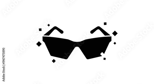 Stylish black sunglasses with sparkling accents on a white background.