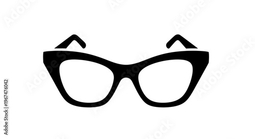 Stylish Cat Eye Glasses Silhouette Icon.