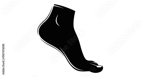 Silhouette of a human foot in profile, showcasing the natural curve and toes.