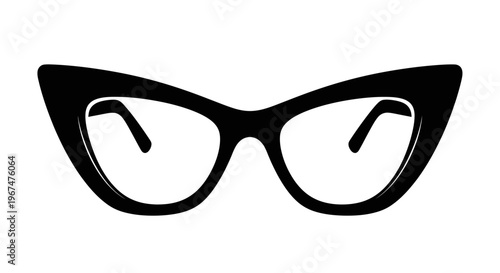 Obraz na plátně Stylish Cat Eye Glasses Silhouette on White Background.