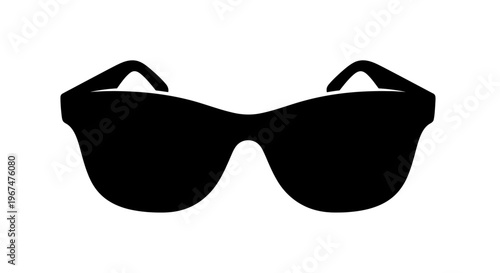 Black Sunglasses Silhouette Isolated on White Background.