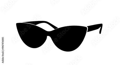 Stylish Cat Eye Sunglasses Silhouette Isolated on White Background.