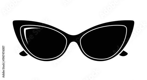 Stylish Cat Eye Sunglasses Black Silhouette Illustration.