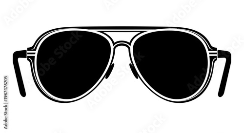 Classic Aviator Sunglasses Black and White Illustration.