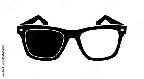 Stylish eyeglasses with one lens blacked out, creating a striking visual contrast.