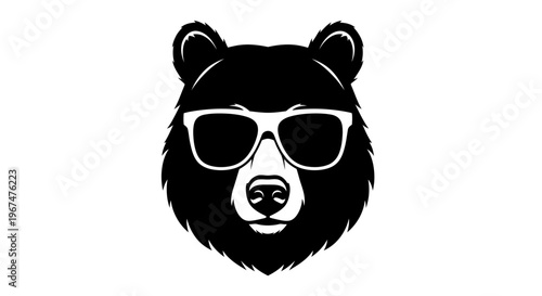 Cool Bear Wearing Sunglasses Vector Illustration.