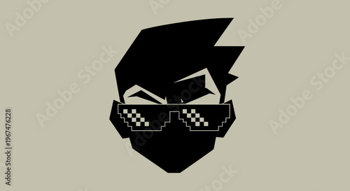 Cool Guy with Pixelated Glasses Vector Illustration.