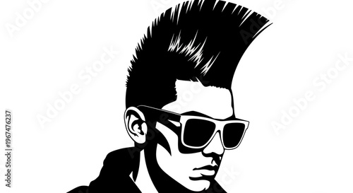 Stylish Man with Pompadour Hairstyle and Sunglasses.
