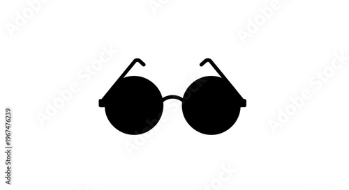 Simple black round glasses icon on white background.