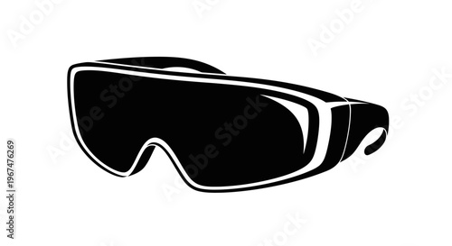 Sleek black and white ski goggles for winter sports.