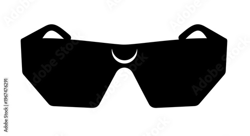 Sleek black sunglasses silhouette on white background.