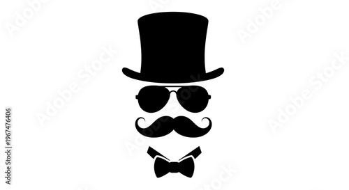 Elegant Gentlemans Accessories Silhouette on White Background.