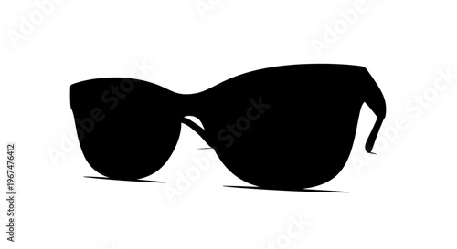 Stylish Sunglasses Silhouette on White Background.