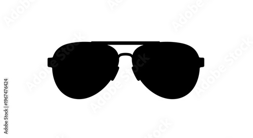 Stylish Aviator Sunglasses Silhouette on White Background.