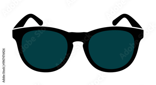 Stylish Sunglasses with Dark Lenses on a White Background.