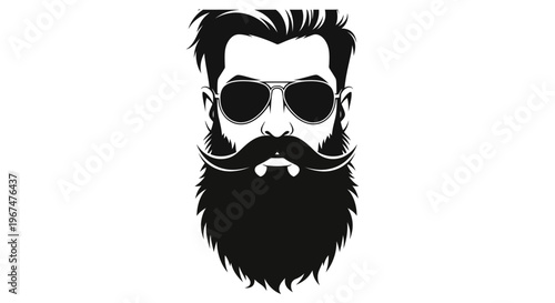Stylish bearded man with sunglasses vector illustration.