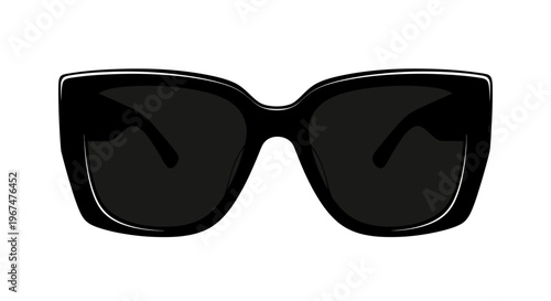 Stylish Black Sunglasses Isolated on White Background.