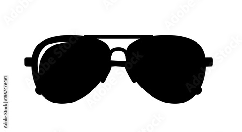 Stylish Aviator Sunglasses Silhouette on White Background.