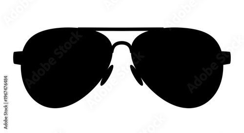 Stylish black aviator sunglasses isolated on white background.